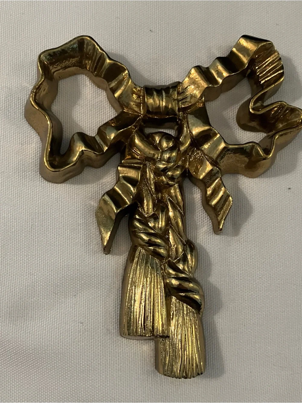 VTG Burwood Bow & Tassels Wall Decor Gold Tone (3) MCM Boho Gallery Wall Resin